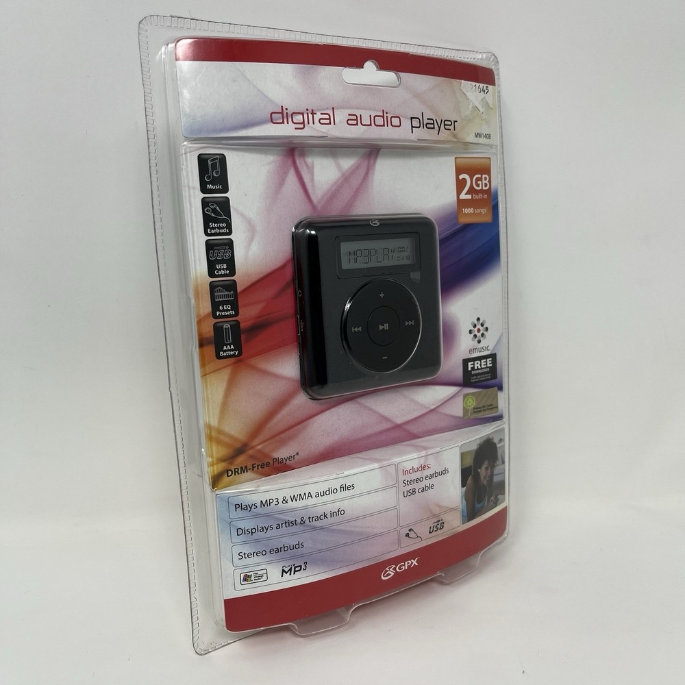 GPX 2GB Digital MP3 WMA Audio Music Player MW140B Black LCD Screen NEW